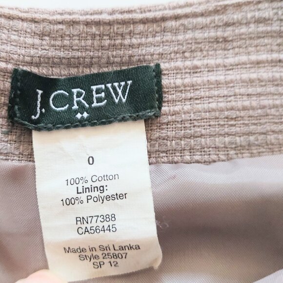J. Crew Size 0 Textured Mini Skirt Taupe 100% Cotton - Picture 7 of 8
